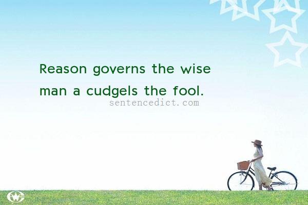 Good sentence's beautiful picture_Reason governs the wise man a cudgels the fool.