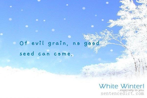 Good sentence's beautiful picture_Of evil grain, no good seed can come.