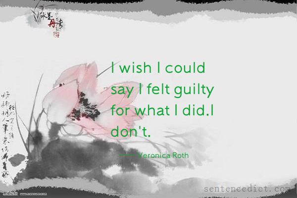 Good sentence's beautiful picture_I wish I could say I felt guilty for what I did.I don't.