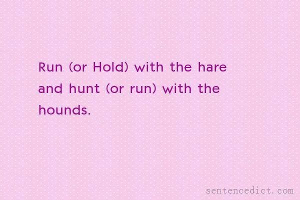 Good sentence's beautiful picture_Run (or Hold) with the hare and hunt (or run) with the hounds.