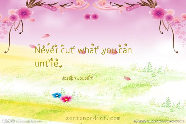 Good sentence's beautiful picture_Never cut what you can untie.