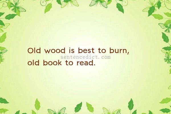 Good sentence's beautiful picture_Old wood is best to burn, old book to read.