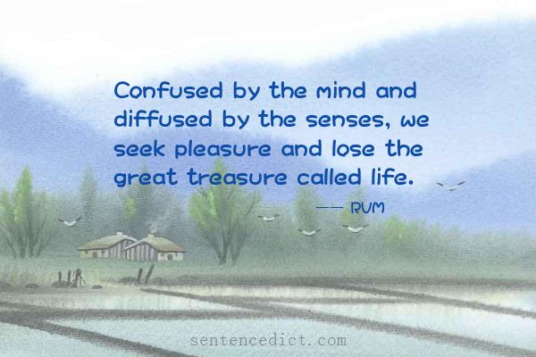 Good sentence's beautiful picture_Confused by the mind and diffused by the senses, we seek pleasure and lose the great treasure called life.