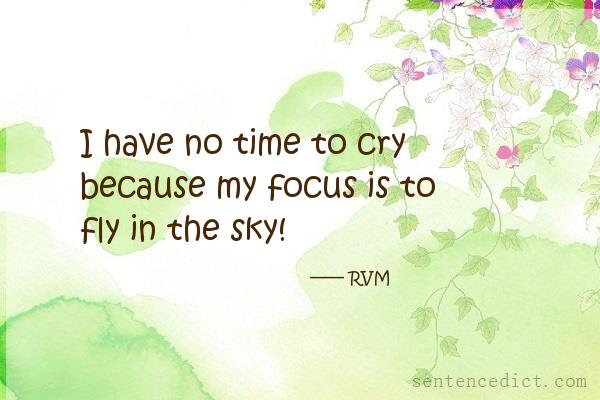 Good sentence's beautiful picture_I have no time to cry because my focus is to fly in the sky!