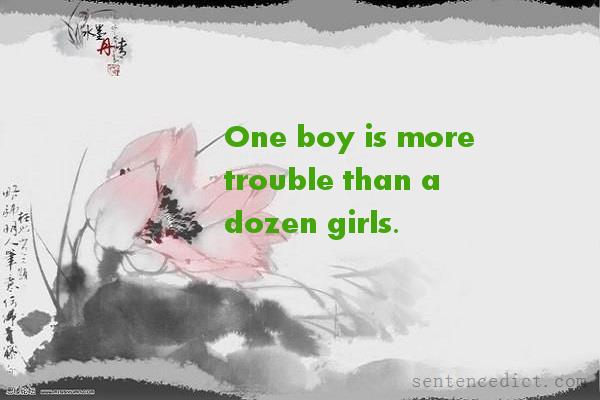 Good sentence's beautiful picture_One boy is more trouble than a dozen girls.
