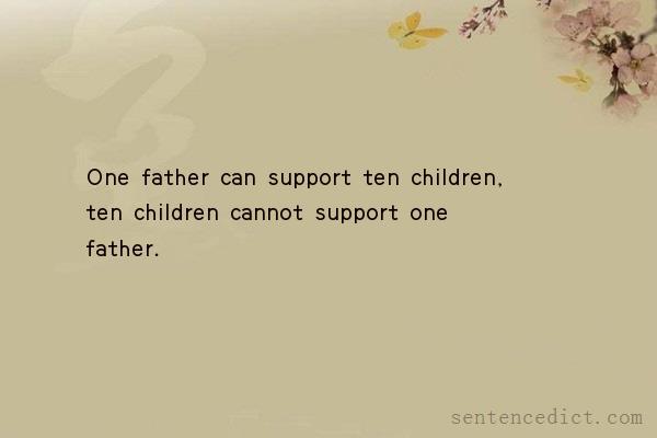 Good sentence's beautiful picture_One father can support ten children, ten children cannot support one father.