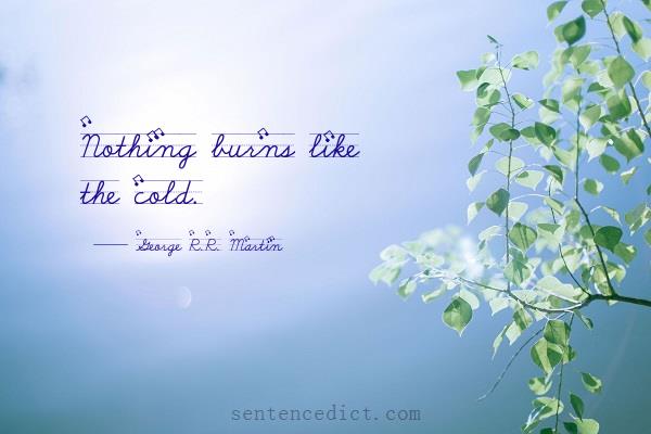 Good sentence's beautiful picture_Nothing burns like the cold.