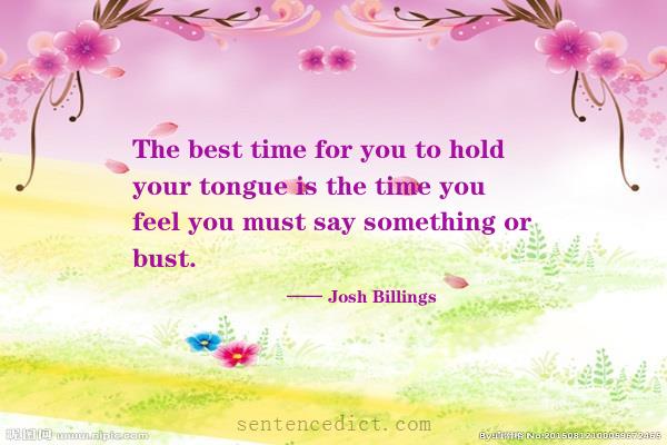 Good sentence's beautiful picture_The best time for you to hold your tongue is the time you feel you must say something or bust.