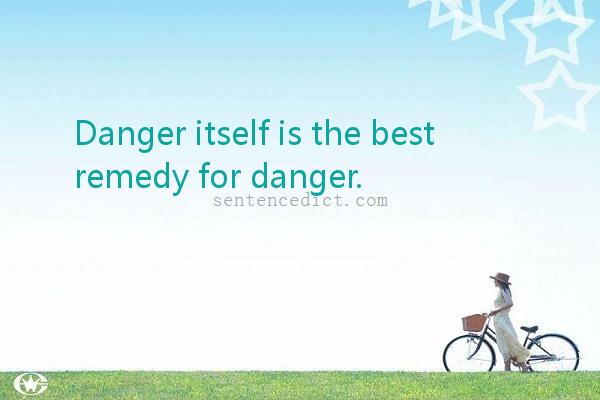 Good sentence's beautiful picture_Danger itself is the best remedy for danger.