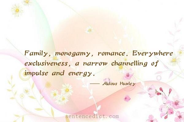 Good sentence's beautiful picture_Family, monogamy, romance. Everywhere exclusiveness, a narrow channelling of impulse and energy.