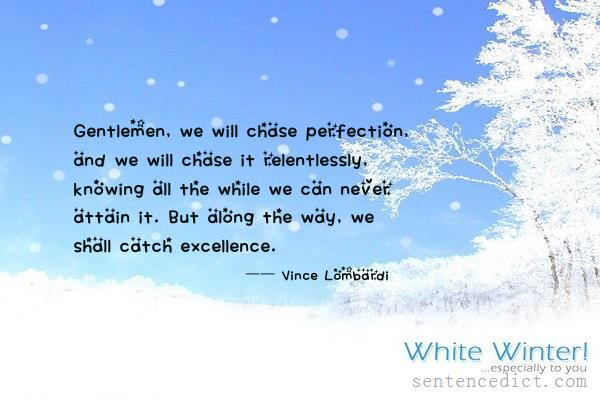 Good sentence's beautiful picture_Gentlemen, we will chase perfection, and we will chase it relentlessly, knowing all the while we can never attain it. But along the way, we shall catch excellence.
