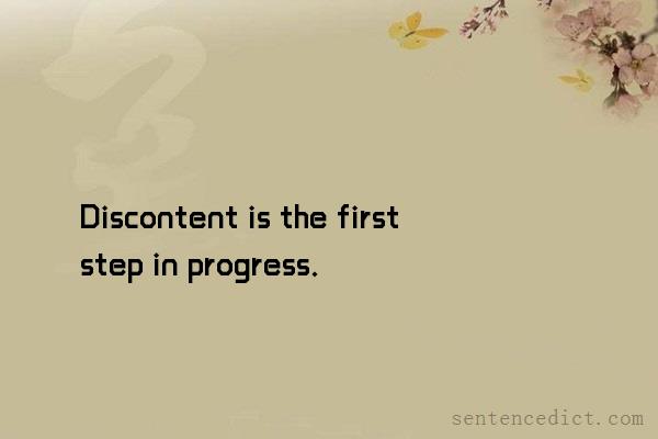 Good sentence's beautiful picture_Discontent is the first step in progress.