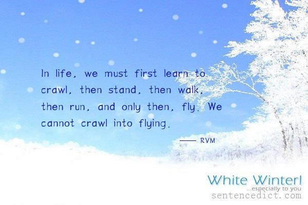Good sentence's beautiful picture_In life, we must first learn to crawl, then stand, then walk, then run, and only then, fly. We cannot crawl into flying.