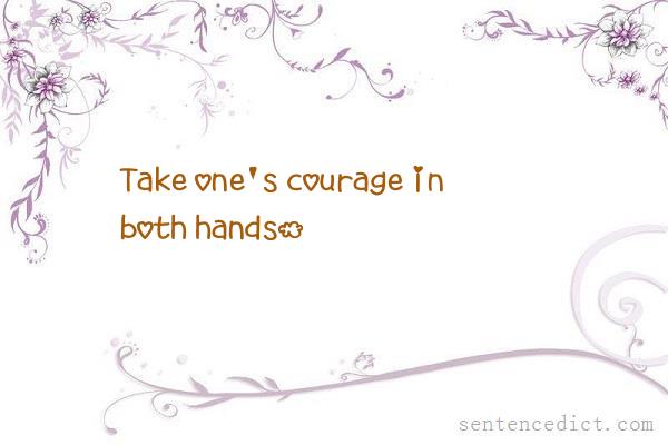 Good sentence's beautiful picture_Take one's courage in both hands.
