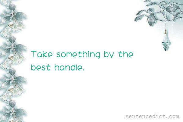 Good sentence's beautiful picture_Take something by the best handle.