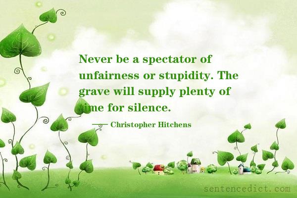 Good sentence's beautiful picture_Never be a spectator of unfairness or stupidity. The grave will supply plenty of time for silence.