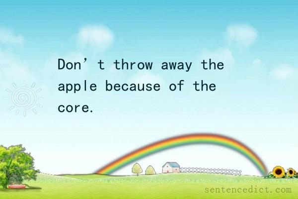Good sentence's beautiful picture_Don’t throw away the apple because of the core.