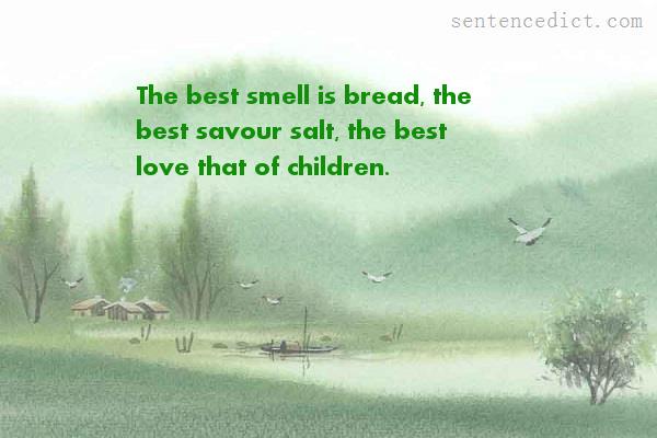 Good sentence's beautiful picture_The best smell is bread, the best savour salt, the best love that of children.