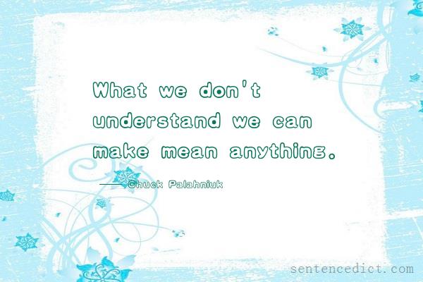 Good sentence's beautiful picture_What we don't understand we can make mean anything.