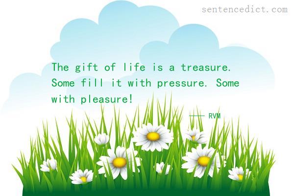Good sentence's beautiful picture_The gift of life is a treasure. Some fill it with pressure. Some with pleasure!