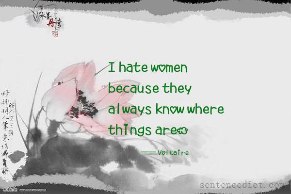 Good sentence's beautiful picture_I hate women because they always know where things are.