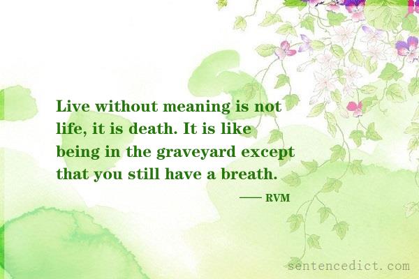 Good sentence's beautiful picture_Live without meaning is not life, it is death. It is like being in the graveyard except that you still have a breath.