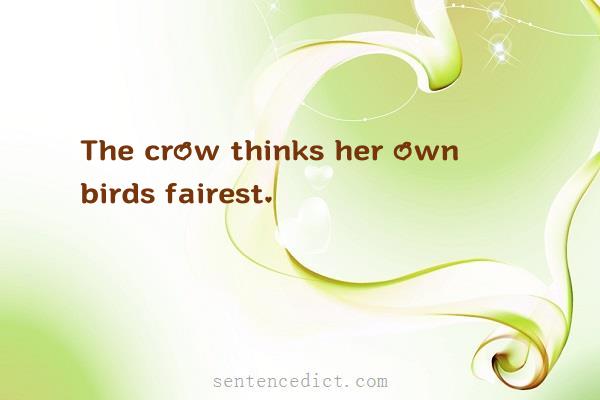 Good sentence's beautiful picture_The crow thinks her own birds fairest.
