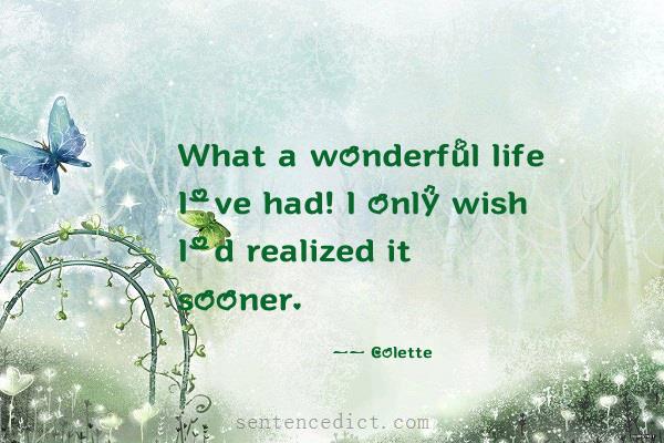 Good sentence's beautiful picture_What a wonderful life I've had! I only wish I'd realized it sooner.