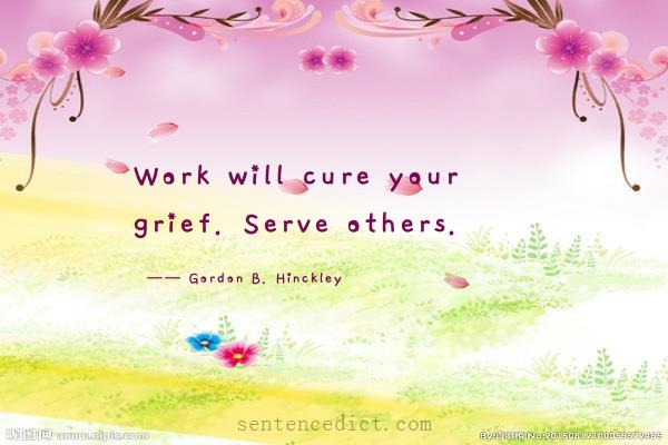 Good sentence's beautiful picture_Work will cure your grief. Serve others.