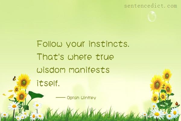 Good sentence's beautiful picture_Follow your instincts. That's where true wisdom manifests itself.