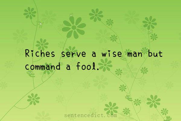 Good sentence's beautiful picture_Riches serve a wise man but command a fool.