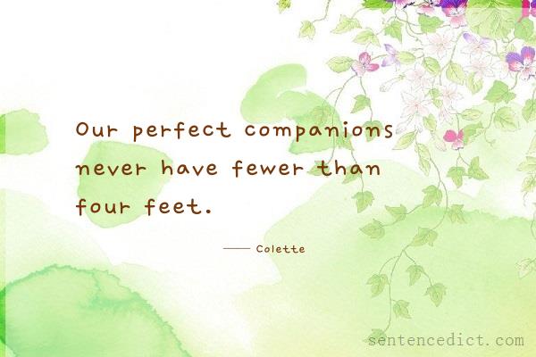 Good sentence's beautiful picture_Our perfect companions never have fewer than four feet.