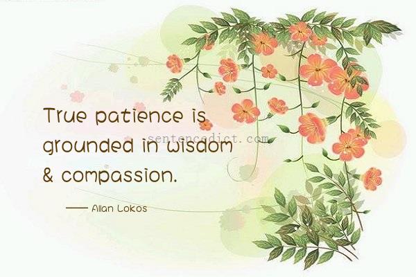Good sentence's beautiful picture_True patience is grounded in wisdom & compassion.
