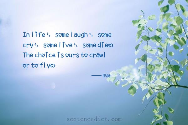 Good sentence's beautiful picture_In life, some laugh, some cry, some live, some die. The choice is ours to crawl or to fly.