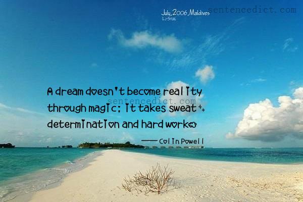 Good sentence's beautiful picture_A dream doesn't become reality through magic; it takes sweat, determination and hard work.