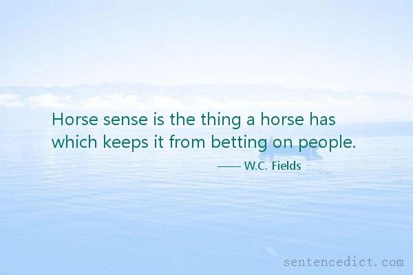 Good sentence's beautiful picture_Horse sense is the thing a horse has which keeps it from betting on people.