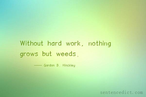 Good sentence's beautiful picture_Without hard work, nothing grows but weeds.