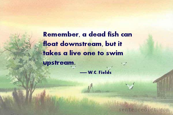 Good sentence's beautiful picture_Remember, a dead fish can float downstream, but it takes a live one to swim upstream.