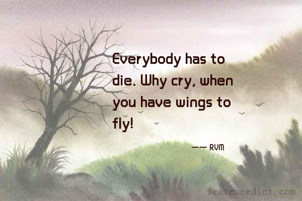 Good sentence's beautiful picture_Everybody has to die. Why cry, when you have wings to fly!