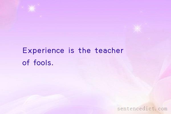 Good sentence's beautiful picture_Experience is the teacher of fools.