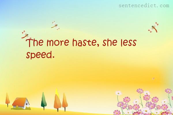 Good sentence's beautiful picture_The more haste, she less speed.