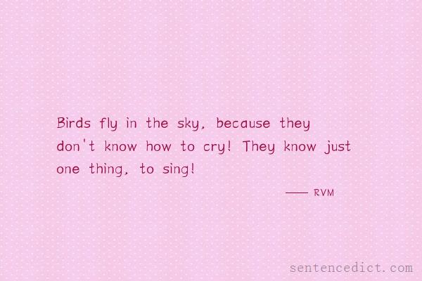 Good sentence's beautiful picture_Birds fly in the sky, because they don't know how to cry! They know just one thing, to sing!