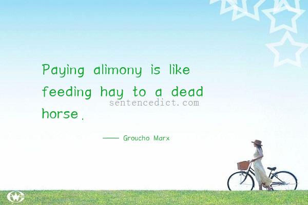 Good sentence's beautiful picture_Paying alimony is like feeding hay to a dead horse.