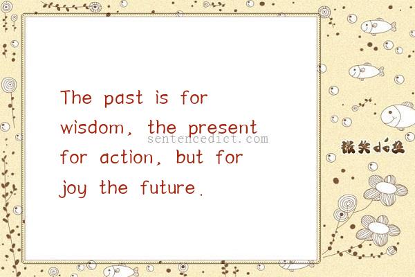 Good sentence's beautiful picture_The past is for wisdom, the present for action, but for joy the future.