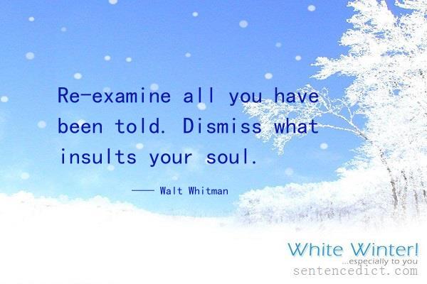 Good sentence's beautiful picture_Re-examine all you have been told. Dismiss what insults your soul.