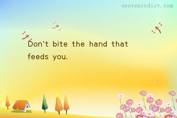 Good sentence's beautiful picture_Don't bite the hand that feeds you.