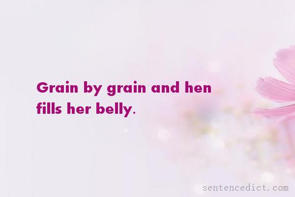 Good sentence's beautiful picture_Grain by grain and hen fills her belly.