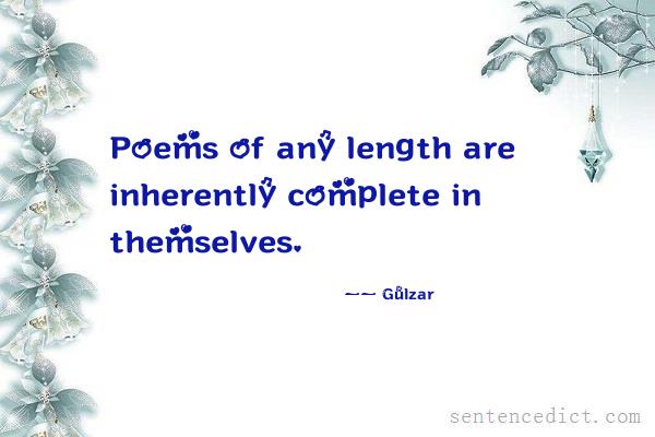Good sentence's beautiful picture_Poems of any length are inherently complete in themselves.