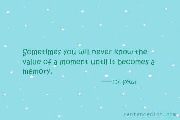 Good sentence's beautiful picture_Sometimes you will never know the value of a moment until it becomes a memory.