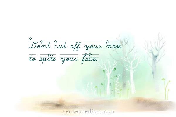 Good sentence's beautiful picture_Don't cut off your nose to spite your face.